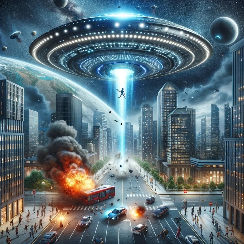Futuristic City and Spaceship